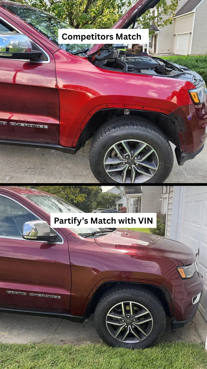 Vehicle paint match comparison example 1